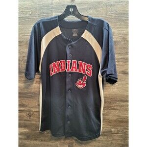 MLB Cleveland Indians Blue Baseball Jersey Size Large 14/16  Youth